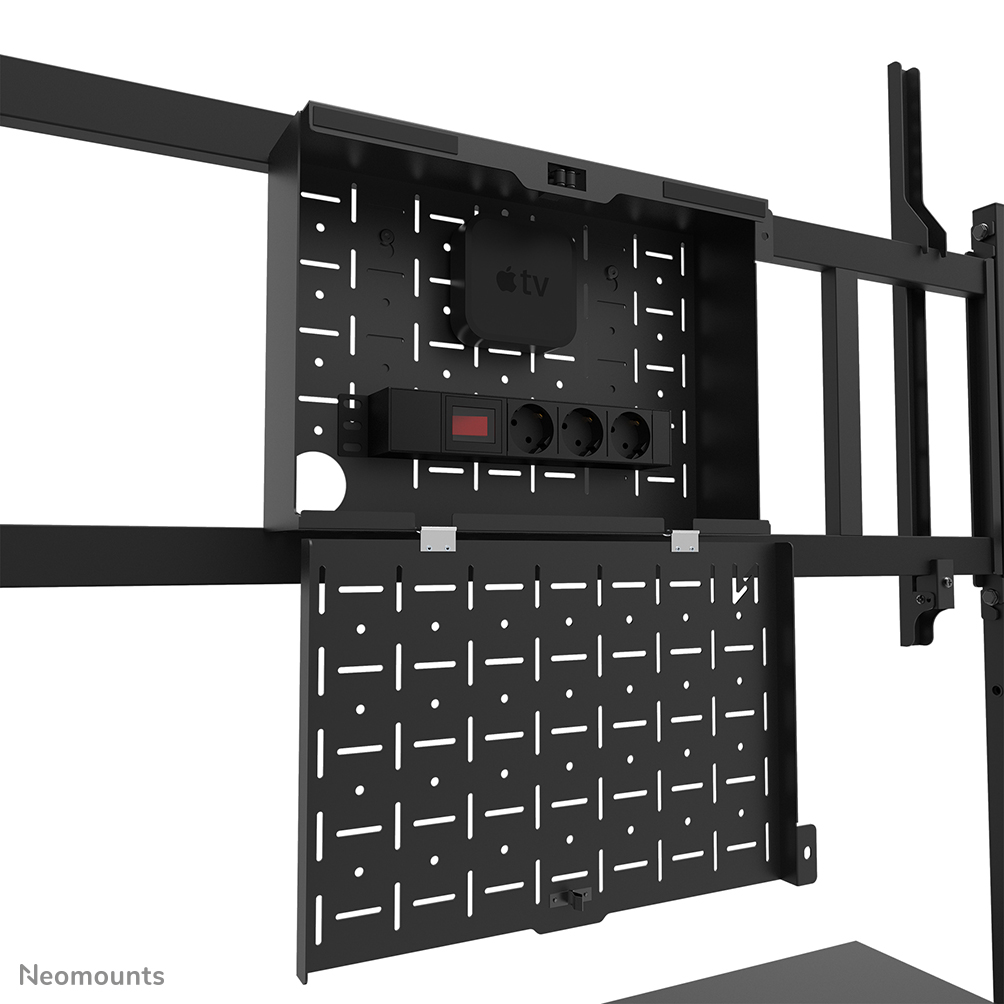 Neomounts FL50-575BL1 Support au sol mobile pour écran 65-110" - étagère multimédia incluse - installation rapide - TÜV